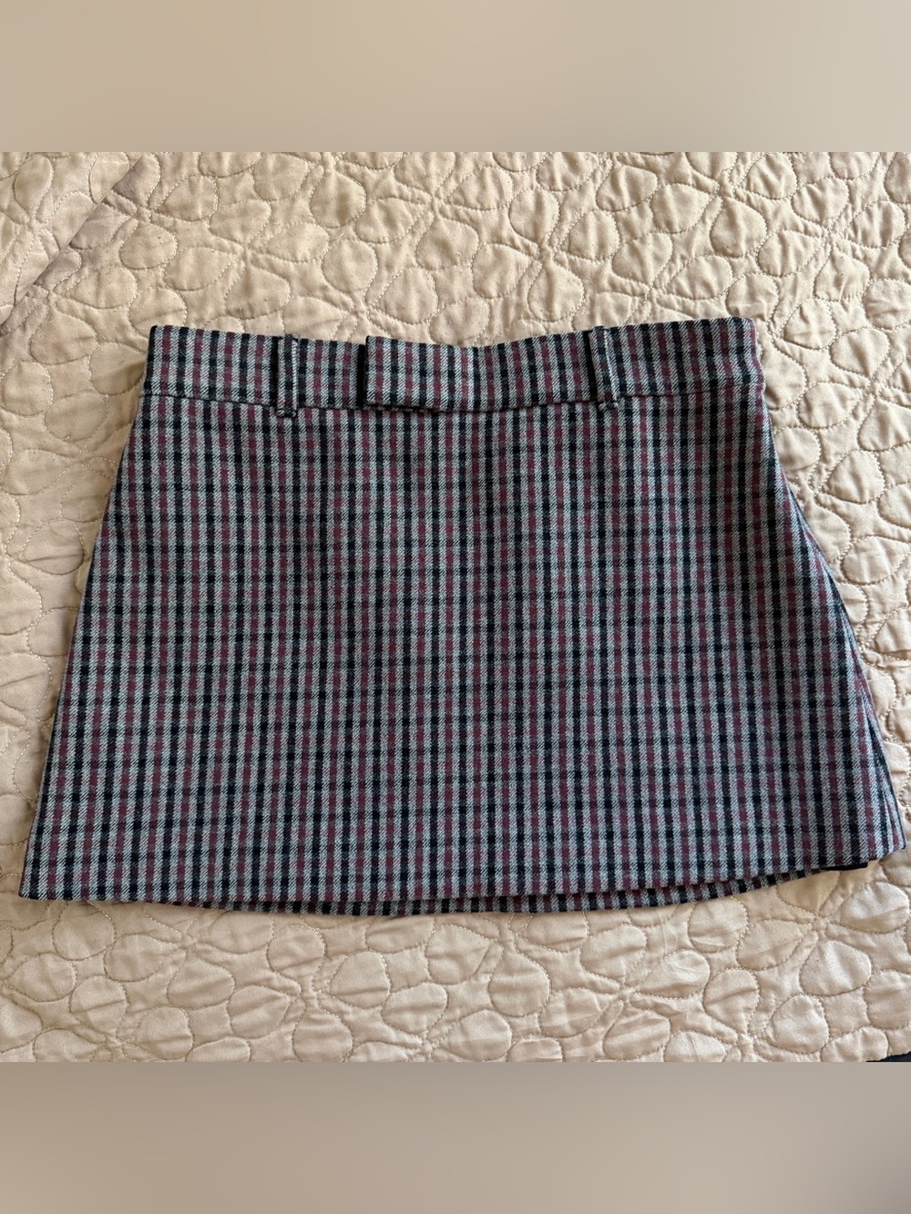 Miu Miu Plaid Wool Mini Skirt 100% Virgin Wool Italy Size 42 EUC